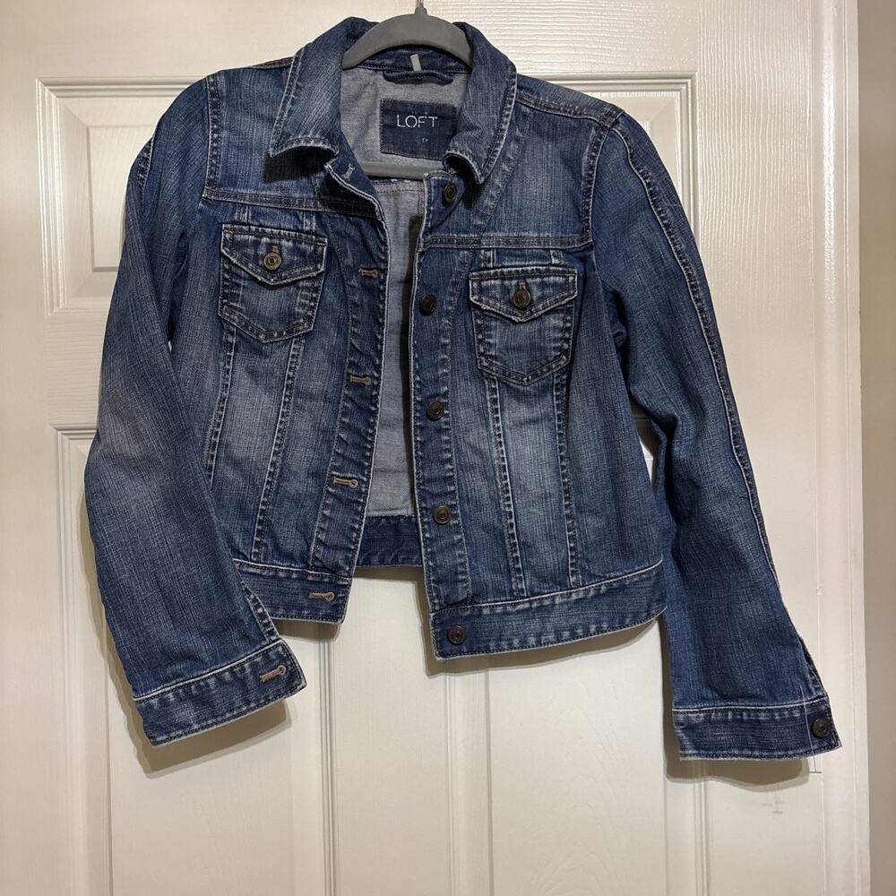 Ann Taylor LOFT Womens Jacket Size S Blue Denim Button western boho cowgirl - Picture 2 of 4